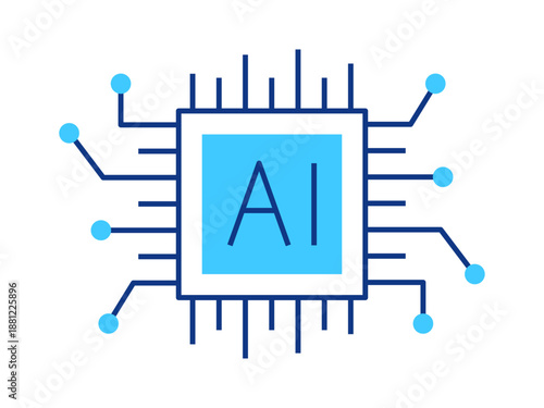 Smart chip icon. Artificial Intelligence icon. Outline icon style. Simple vector illustration in modern thin line style.	