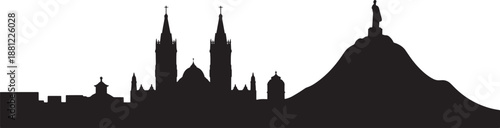 Quito ecuador city vector skyline silhouette famous landmarks panorama graphic element isolated