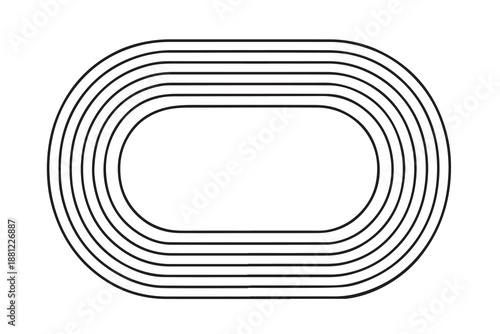 Clean simple vector showing an overhead view of a circular running track, symbolizing fitness, dedication, healthy lifestyle, continuous motion, and athletic training concept clearly.