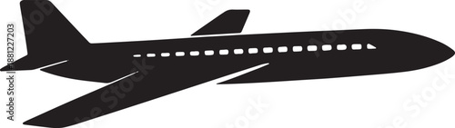 Airplane silhouette commercial passenger jet aircraft aviation travel symbol vector illustration