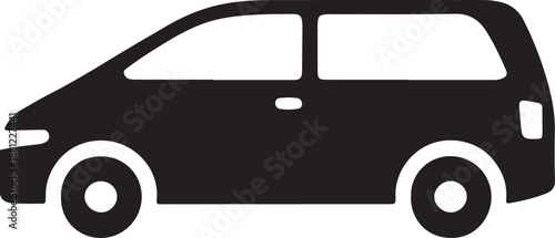 Family van vehicle silhouette vector icon for automotive transport and passenger car design