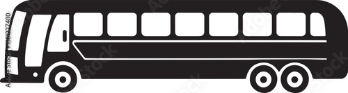 Long tour bus silhouette isolated on transparent background vehicle icon for travel transportation