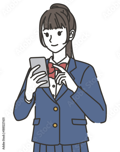 スマホをする女子高校生