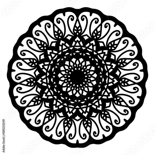 Hand drawn mandala with layered floral and geometric symmetry