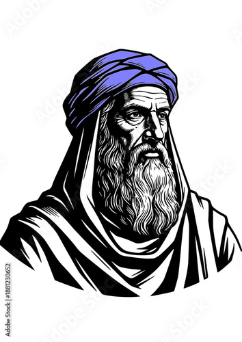 Portrait of Biblical Old Man in Sepia