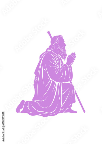 Portrait of Biblical Old Man Praying