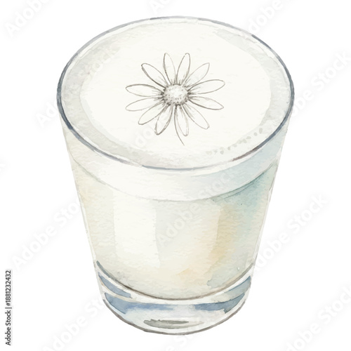 Edible Ink Sketch Cocktail Watercolor Vector Illustration Isolated on White Background
