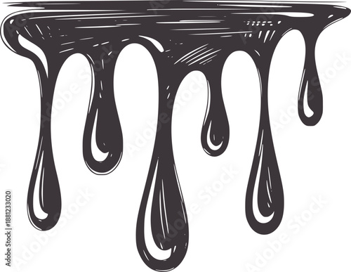 Dark grey ink drips hand drawn liquid