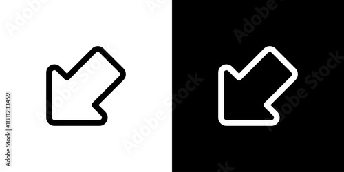 シンプルな左下向き矢印のアイコン（ベクター）