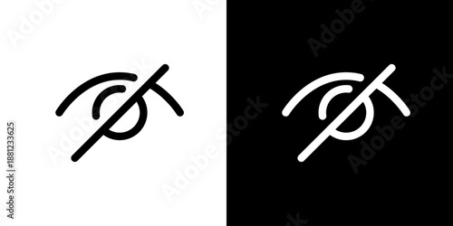 目にスラッシュ・非表示のUIアイコン（ベクター）