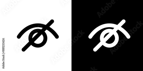 目にスラッシュ・非表示のUIアイコン（ベクター）