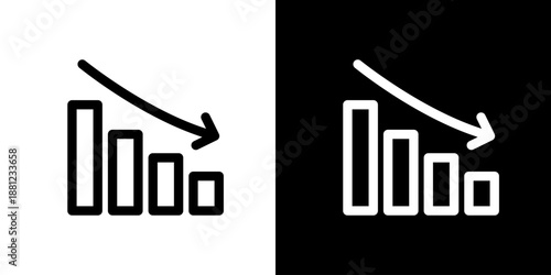 下降・低下・減少のグラフアイコン（ベクター）