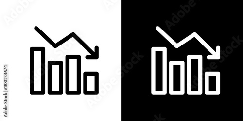 下降・低下・減少のグラフアイコン（ベクター）