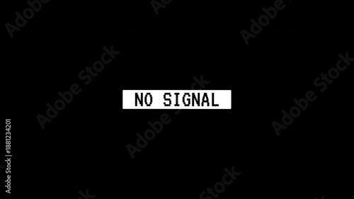 No signal broadcast message on black screen. Suitable for technology and communication concepts, depicting signal loss or technical difficulties creatively.