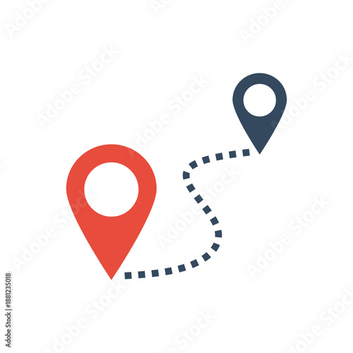 two map points and path from one to other, we have moved pictogram, navigation flat vector icon