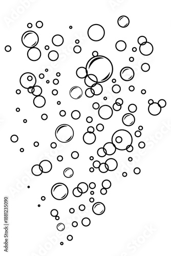 Bubbles of fizzy drink or bubbles in the water from fish doodle hand drawn icon. Outline drawing bubbles in the water.
