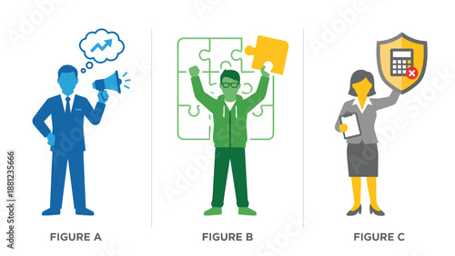 Business Figures: Growth, Problem Solving, Security