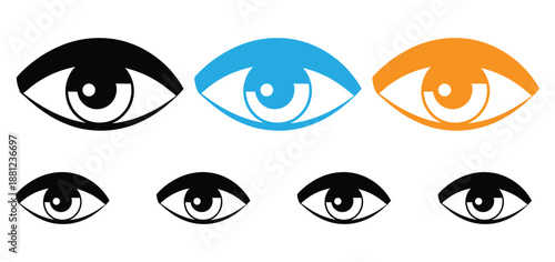 Eye Icon Vector Set: Collection of Abstract Symbols, Vision Logos, and Flat Graphic Design Elements

