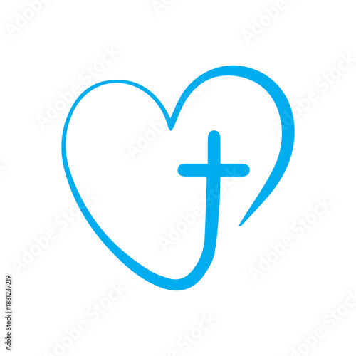 Christian Heart Cross Symbol