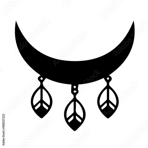 Crescent moon with charms