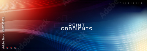 Abstract Flowing Wave Gradient Background with Light Lines in Blue and Red