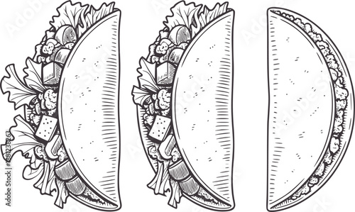 Ornate decorative plates with floral and geometric patterns in black and line