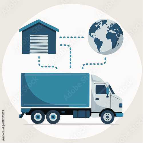 Global Logistics Truck Shipping Goods Worldwide.