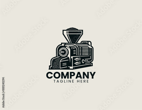Pellet making machine system is illustrated as clean black vector logo design