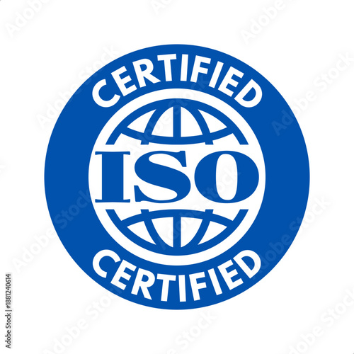 iso certified stamp, vector illustration isolated on white background, good quality badge