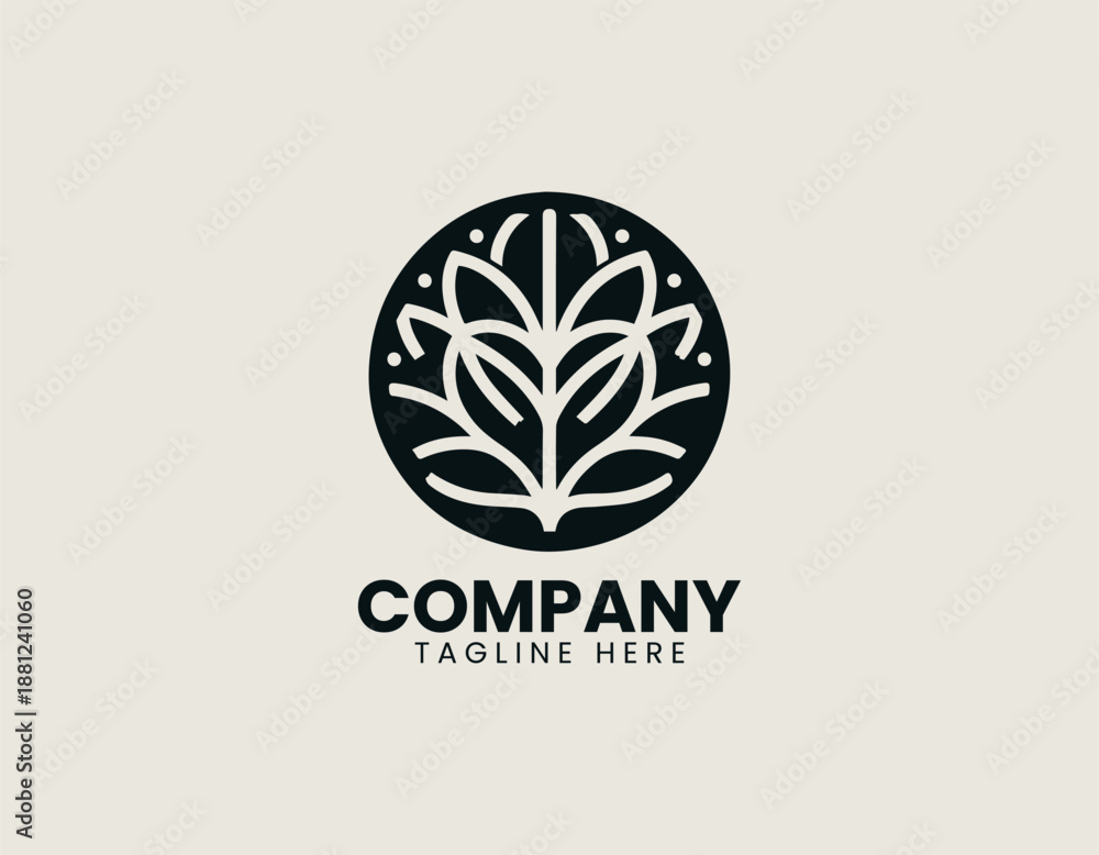Fototapeta premium Berry fruit cluster with leaves illustrated as modern black vector logo design