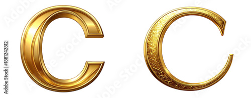 Gold Foil Style Monogram C Transparent