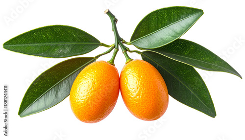  Organic Kumquat Branch with Fruit Duo and Leaf Cluster 