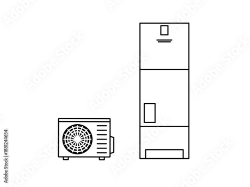シンプルな給湯器、エコキュートのイラスト
