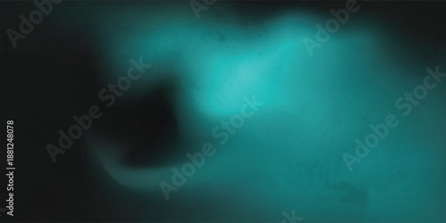 Soft glow teal light abstract background. Bold Gradients, dark blurred noisy texture, backdrop design, banner