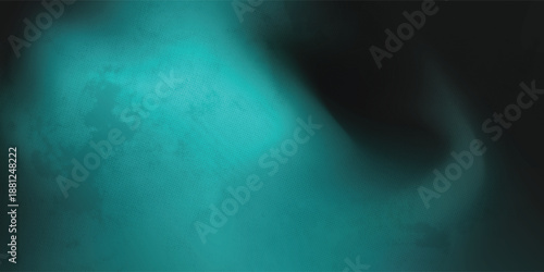 Soft glow teal light abstract background. Bold Gradients, dark blurred noisy texture, backdrop design, banner