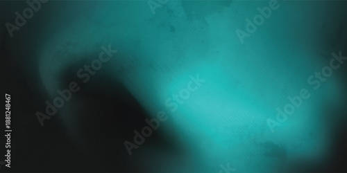 Soft glow teal light abstract background. Bold Gradients, dark blurred noisy texture, backdrop design, banner