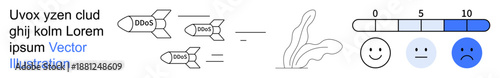 Progress tracking, performance evaluation, emotional states, data analysis, productivity metrics, mindset visualization. Rockets labeled boost with a progress bar and emotion icons. Progress tracking