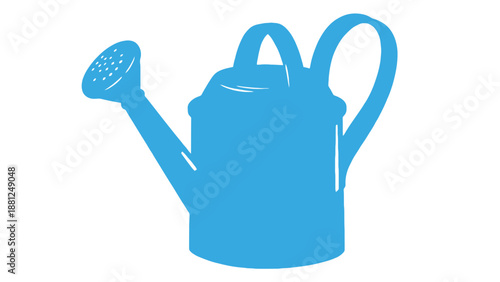 A blue watering can on a white background for gardening needs