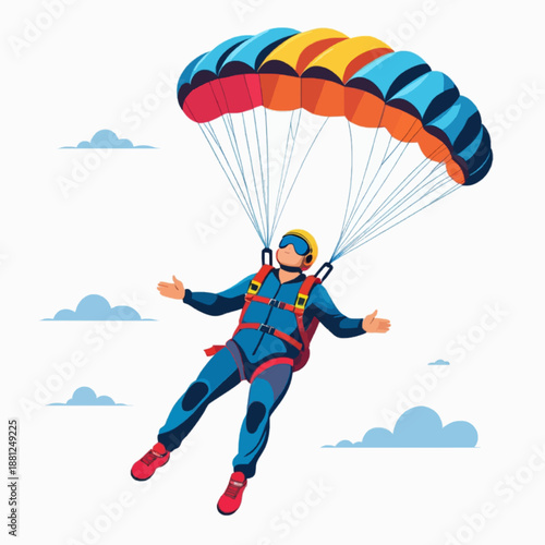 paragliding in the blue sky,skydiving illustration, parachuting vector