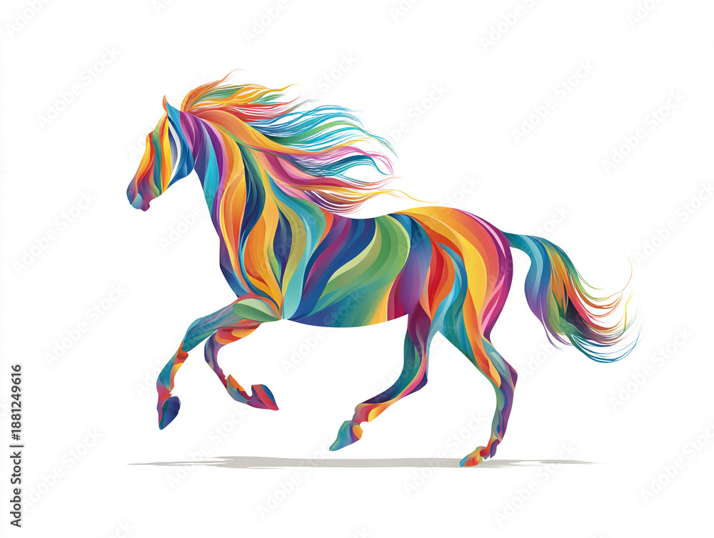 Obraz premium Stylized colorful horse cartoon icon vector isolated on white background