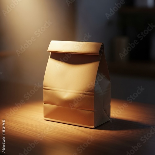 Paper Bag on Wooden Table 1.