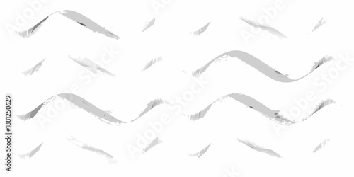 Abstract gray brush strokes arranged in wavy repeating patterns on a white background