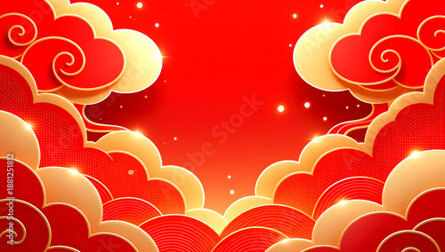 Chinese style auspicious cloud illustration with oriental aesthetics