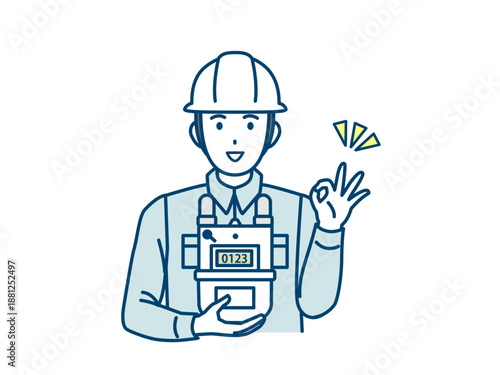 ガスメーターの交換をする業者のイラスト