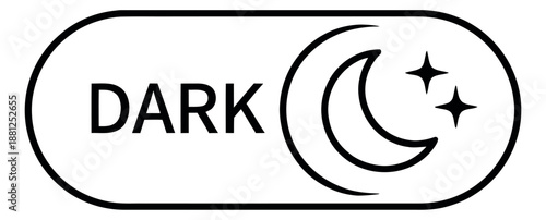 Line art illustration of a dark mode toggle switch depicting a crescent moon and stars icon for user interface design