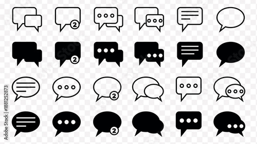 Collection of speech bubble icons with dots and notification badges chat bubble message icon