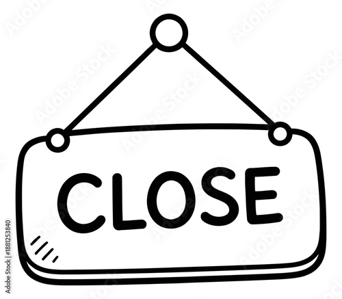 Hand drawn line art illustration of a close sign depicting business closure for a retail store