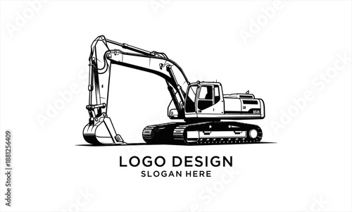 Detailed Hand-Drawn Excavator Illustration for Heavy Construction and Earthmoving Operations.