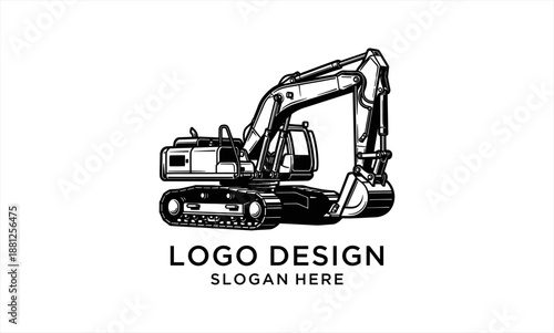 Detailed illustration of a heavy-duty excavator, perfect for construction and industrial themes.