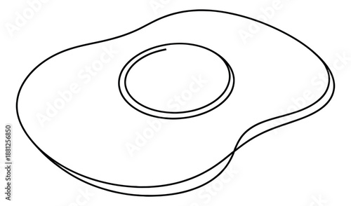 Hand drawn line art illustration of a fried egg depicting a simple breakfast item for food and cooking concepts